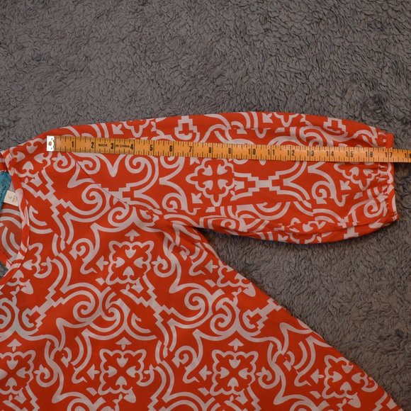 Buttons Geometric Print 3/4 Sleeve Dress Shirt - Picture 12 of 12